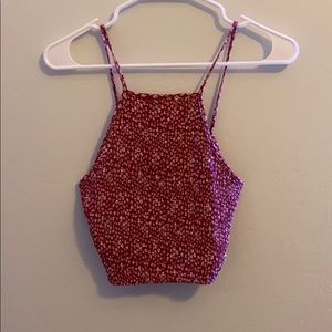 pacsun pink with white flower high neck top